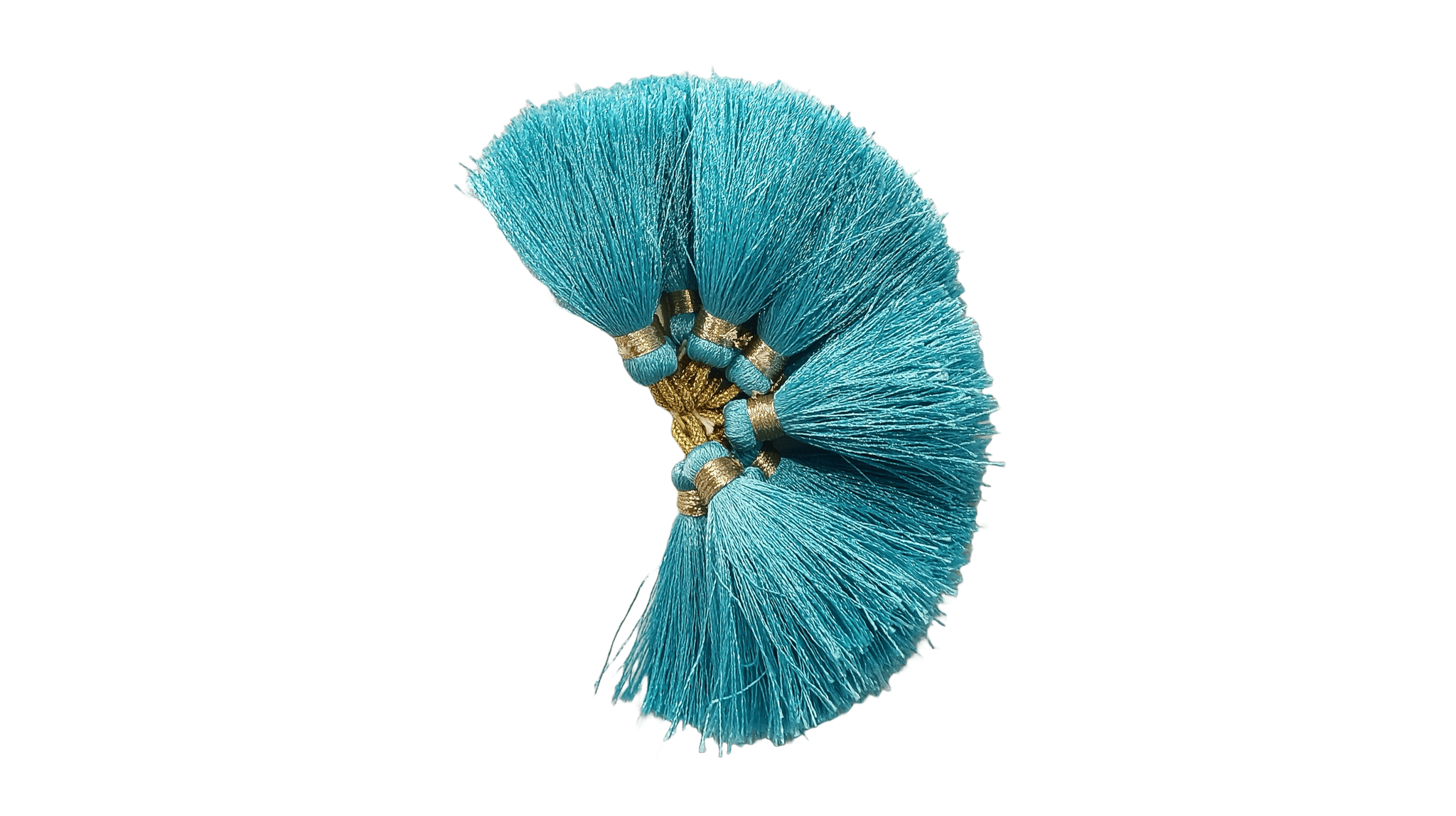 Light Blue Saree Tassels with Golden Beads