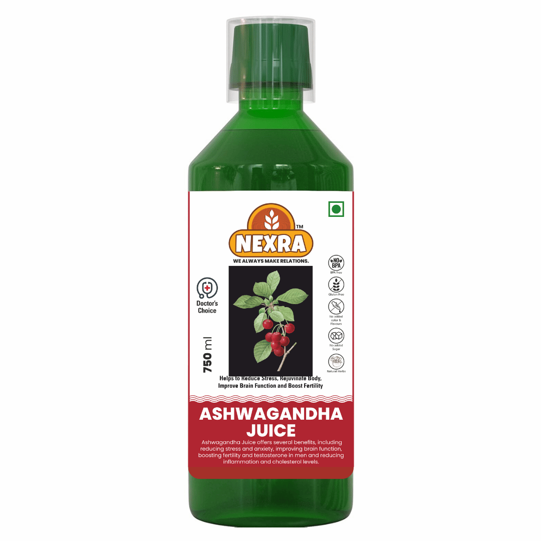 Nexra - Ashwagandha Juice - 750ml | Pure Extract | Immune Support, Stress Relief, Energy Boost | Ayurvedic Remedy | Improve Brain Function And Boost Fertility