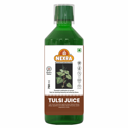 Nexra - Tulsi Juice - 750ml | Pure Natural Extract | Supports Immune Health, Stress Relief, Energy Boost, Better Sleep | Plant Based | Ayurvedic Cough Reliever