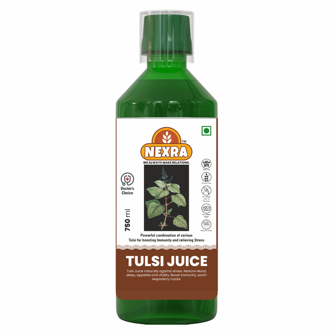 Nexra - Tulsi Juice - 750ml | Pure Natural Extract | Supports Immune Health, Stress Relief, Energy Boost, Better Sleep | Plant Based | Ayurvedic Cough Reliever