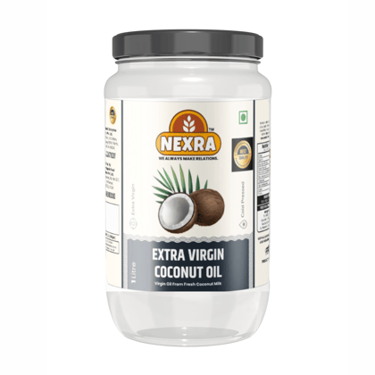 Nexra - Extra Virgin Coconut Oil - 1 Liter | Unrefined | Rich in Natural Antioxidants | 100% Natural | Chemical Free