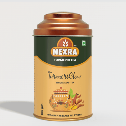 Nexra - Turmeric Tea - 100g Tin Box | Whole Leaf Herbal Blend | Natural Turmeric for a Refreshing and Healthy Experience