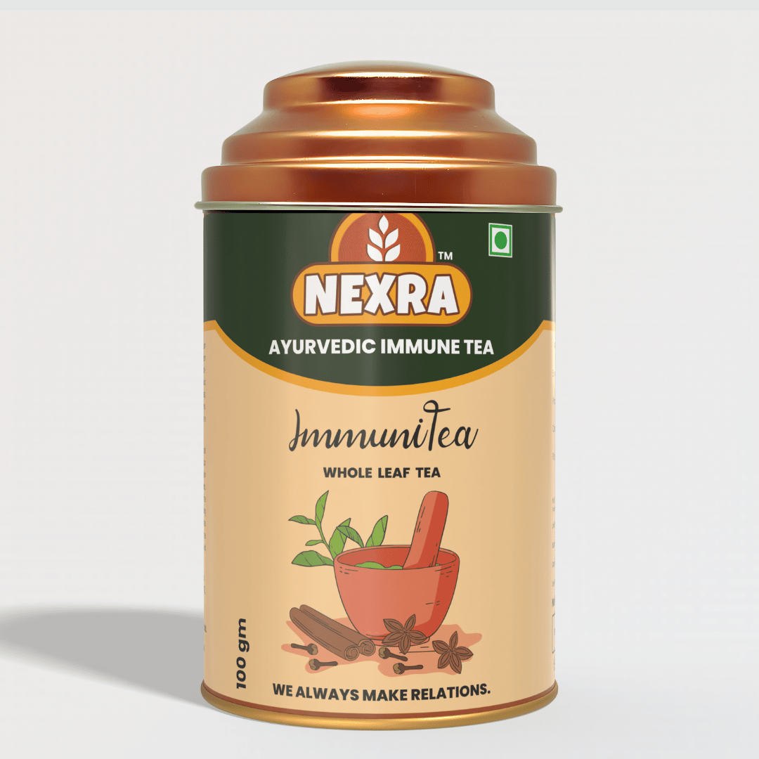 Nexra - Ayurvedic Immune Tea - 100g Tin Box | Whole Leaf Herbal Blend | Natural Immune Boost and Wellness