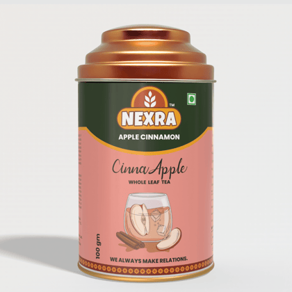 Nexra - Apple Cinnamon Tea - 100g Tin Box | Whole Leaf Herbal Blend with Natural Apple and Cinnamon Flavors