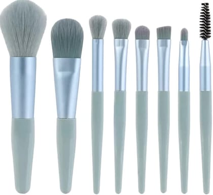 8 Piece Makeup Brush Set with Aluminum Tube and Soft Bristles