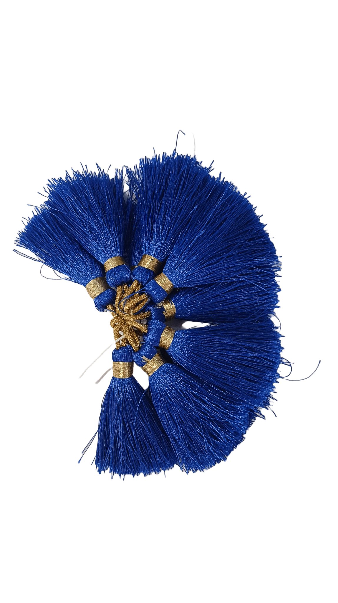 Royal Blue Saree Tassels with Golden Ring for Sewing, Crafting