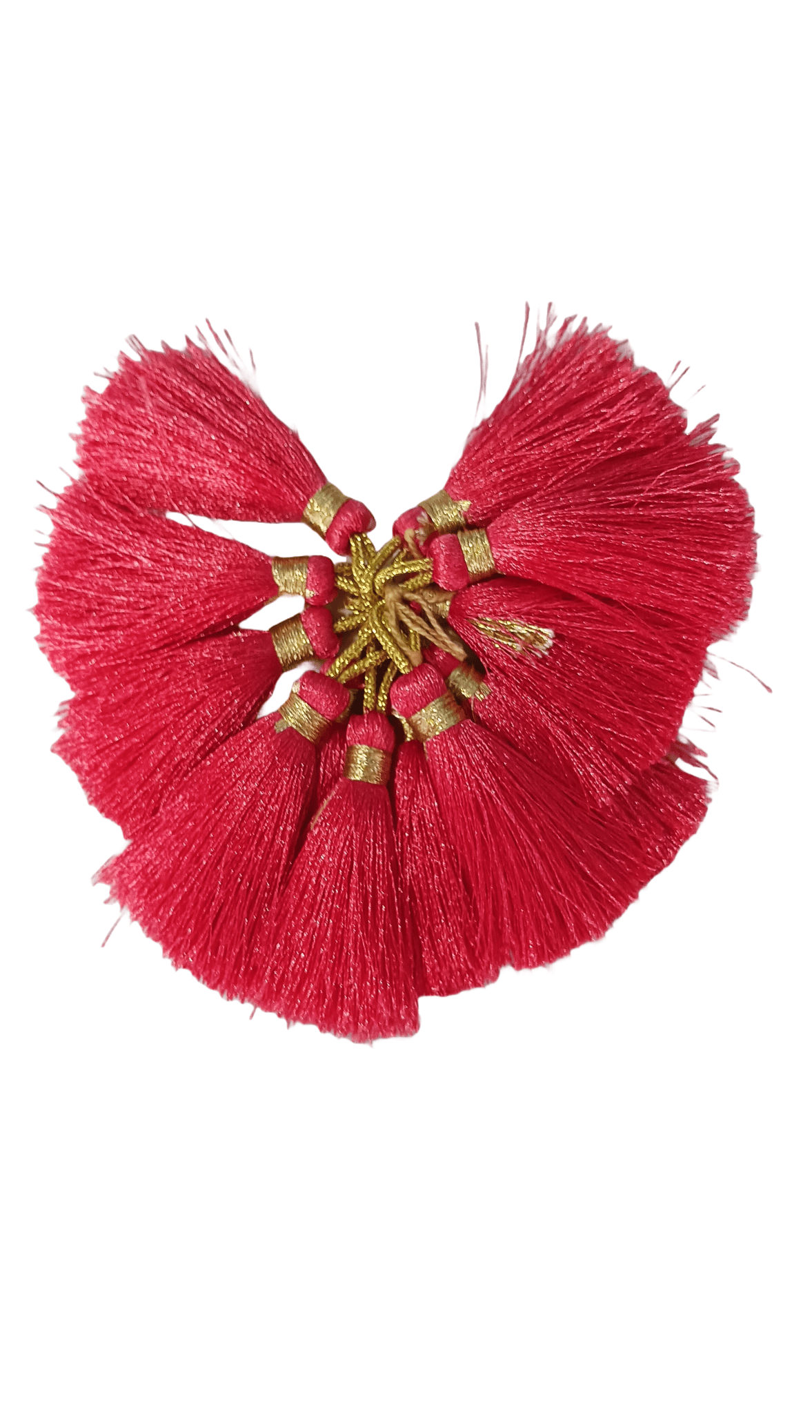 Long Red Silk Tassels with Golden Caps for Jewelry Making and DIY Crafts