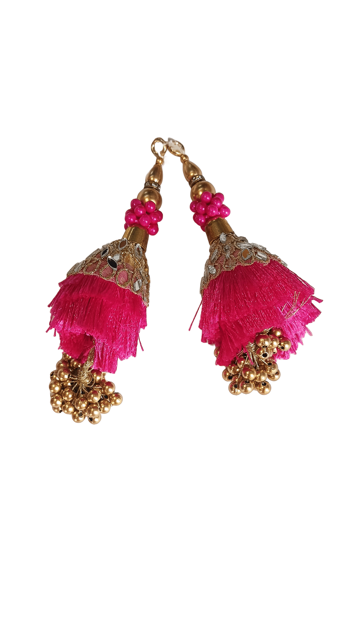 Fuchsia Blouse Tassel with Golden Beads