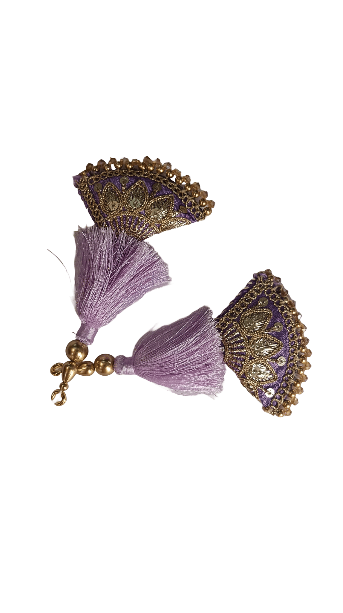 Purple Silk Blouse Tassel  with Golden Embroidery"