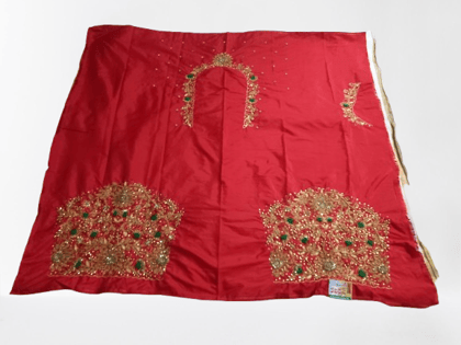  Red Embroidered Saree With Blouse Piece