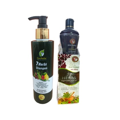 GOW DURBAR 27 Herbs Hair Oil (120ml) & 7 Herbs Shampoo (275 ML)