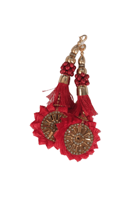 Red Embroidery Hanging Blouse Tassels