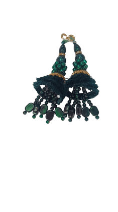 Green and gold color Hanging Blouse Tassels