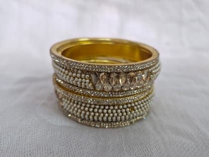  Pearl and Rhinestone Bangle Set