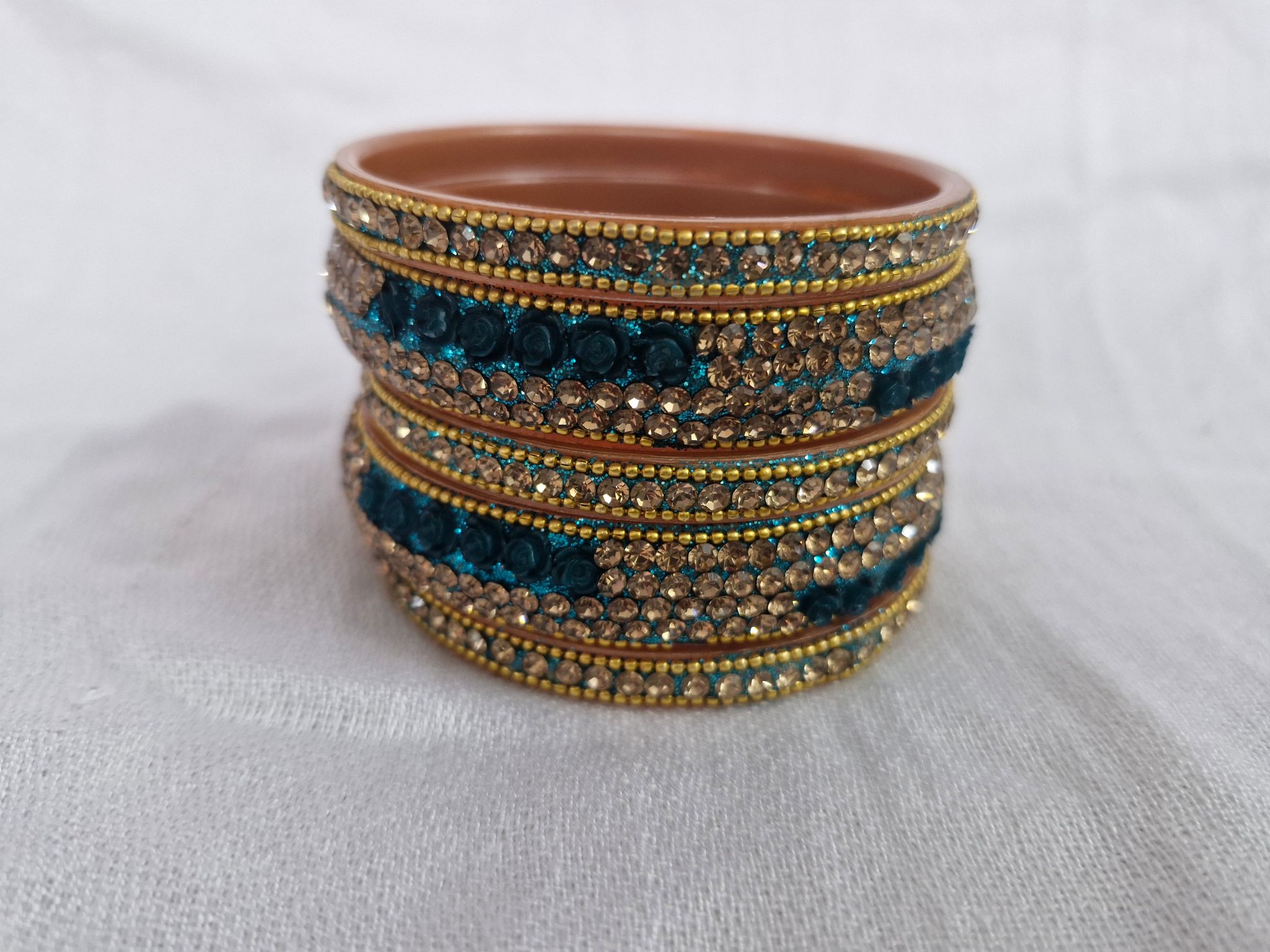 Exquisite Rhinestone and Kundan Bangle Set half dozen