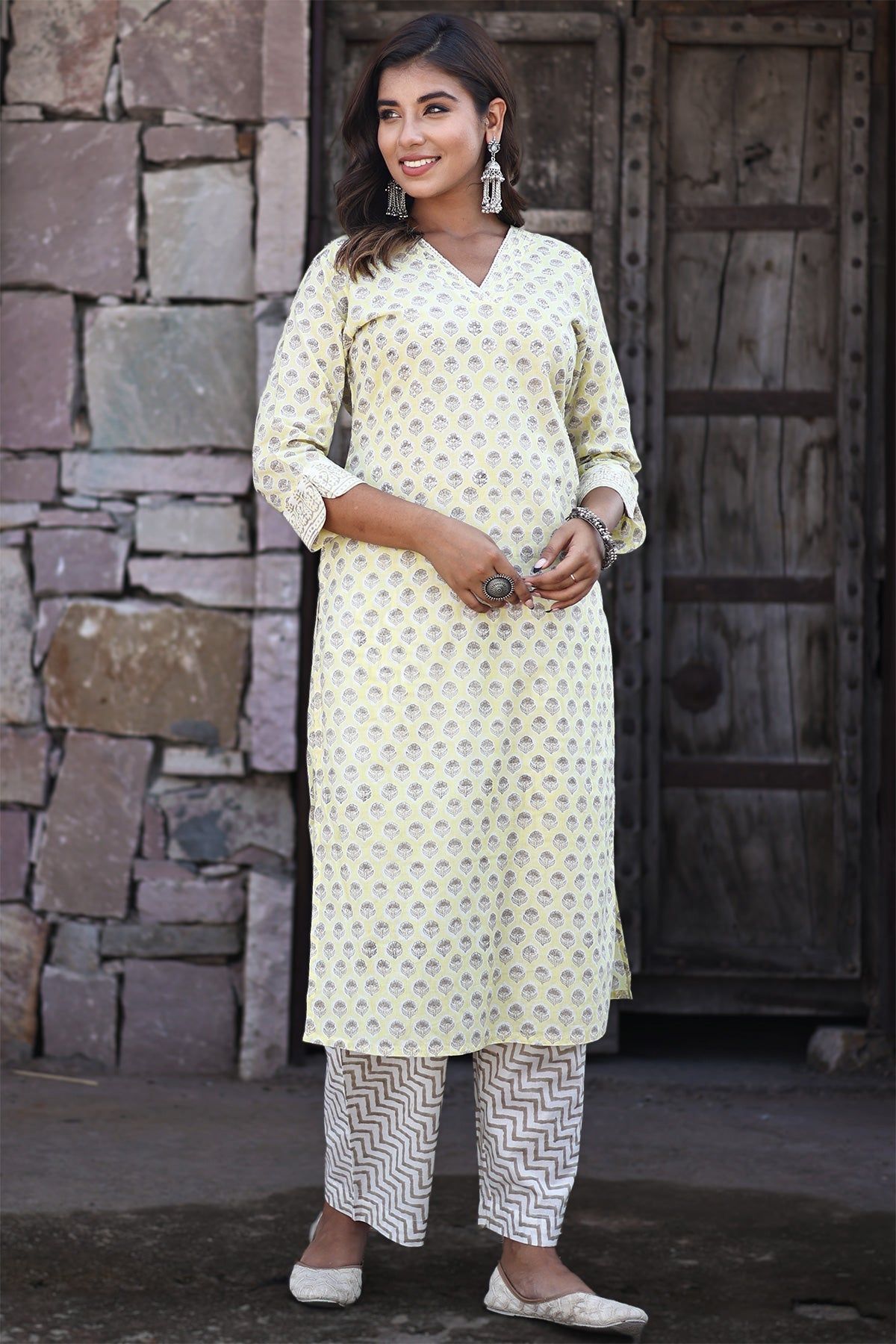 Yellow Organic Cotton Straight Kurta