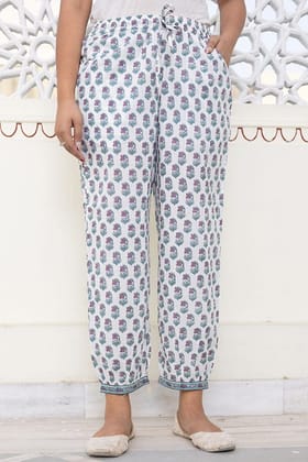 White Pink Organic Cotton Balloon Pants