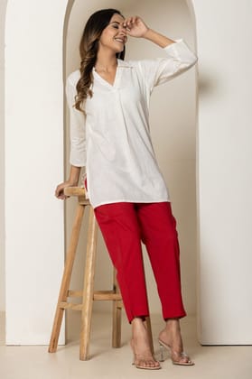 Maroon Organic Cotton Narrow Pants