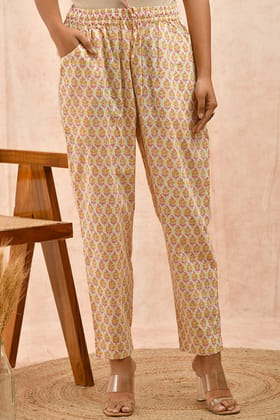 Pastel Yellow Organic Cotton Cigarette Pants