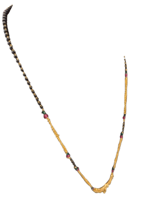 One Gram Gold Plated Traditional Long Mangalsutra with Black Beads