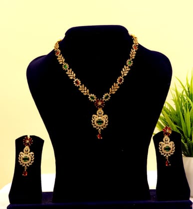 Victoria Gold-plated Kundan and Meenakari Necklace Set with Earrings