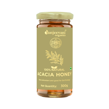 Sanjeevani Organics 100% Natural Acacia Honey 300g | Unpasteurized, Rich Flavor Multi-Floral Honey | No Preservatives, Glass Bottle