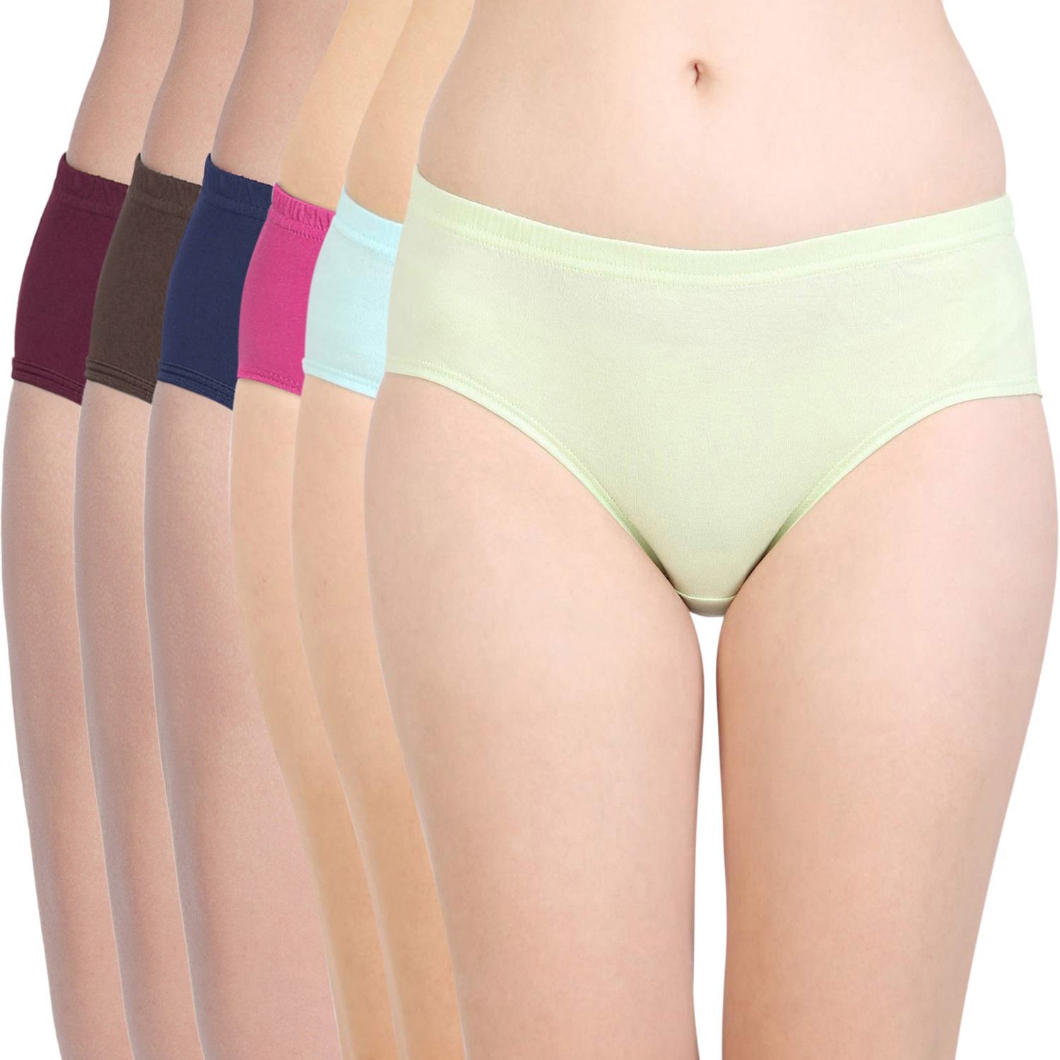 Bodycare women's combed cotton assorted Hipster Panty Pack of 6 ( E2CD )