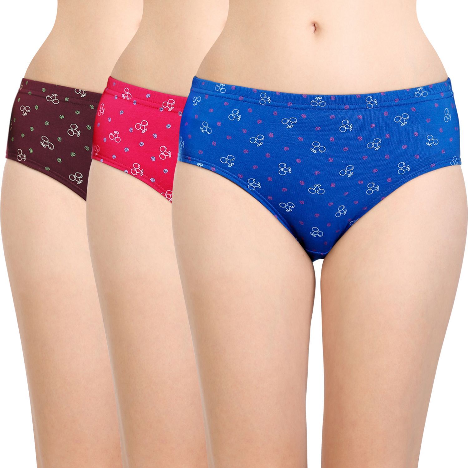 Bodycare women's combed cotton assorted Hipster Panty Pack of 3 ( E3700 )