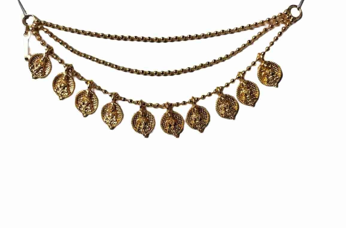 Delicate Gold-Plated Leaf Design Maang Tikka for Women