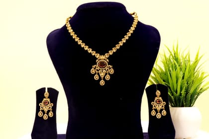  American Diamond Necklace Set With Earrings For Women