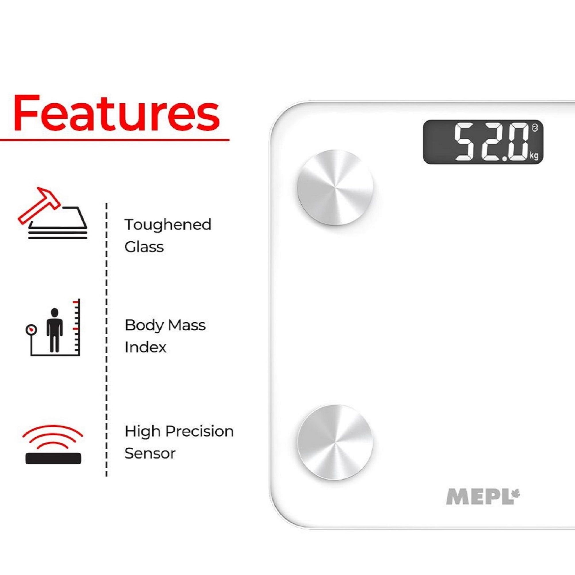 Mepl Lcd Bmi Weighing Machine with Body Fat Analyzer Weight Scale (13 Multi Feature Body Fat Rate, Muscle Rate, Bmr, and More)