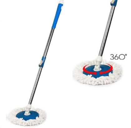 Homeleven Floor Cleaning Mop Stick Rod and Refill Stainless Steel Pole Spin Mop Extendable Handle-360 Degree Rotating Floor Cleaning Mop Stick Rod - Blue