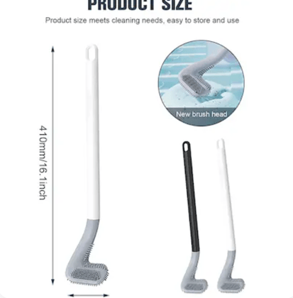  Toilet Brush and Holder Set, Silicone Toilet Brush with Long Handle, TPR Toilet Bowl Brush for Bathroom Cleaning