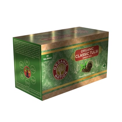 ORGANIC NATION Classic Tulsi Tea | Premium Single Estate Teas | Fresh and Pure, Natural Immunity Booster Crafted For Tea/Chai Lovers| Healthy Superfood