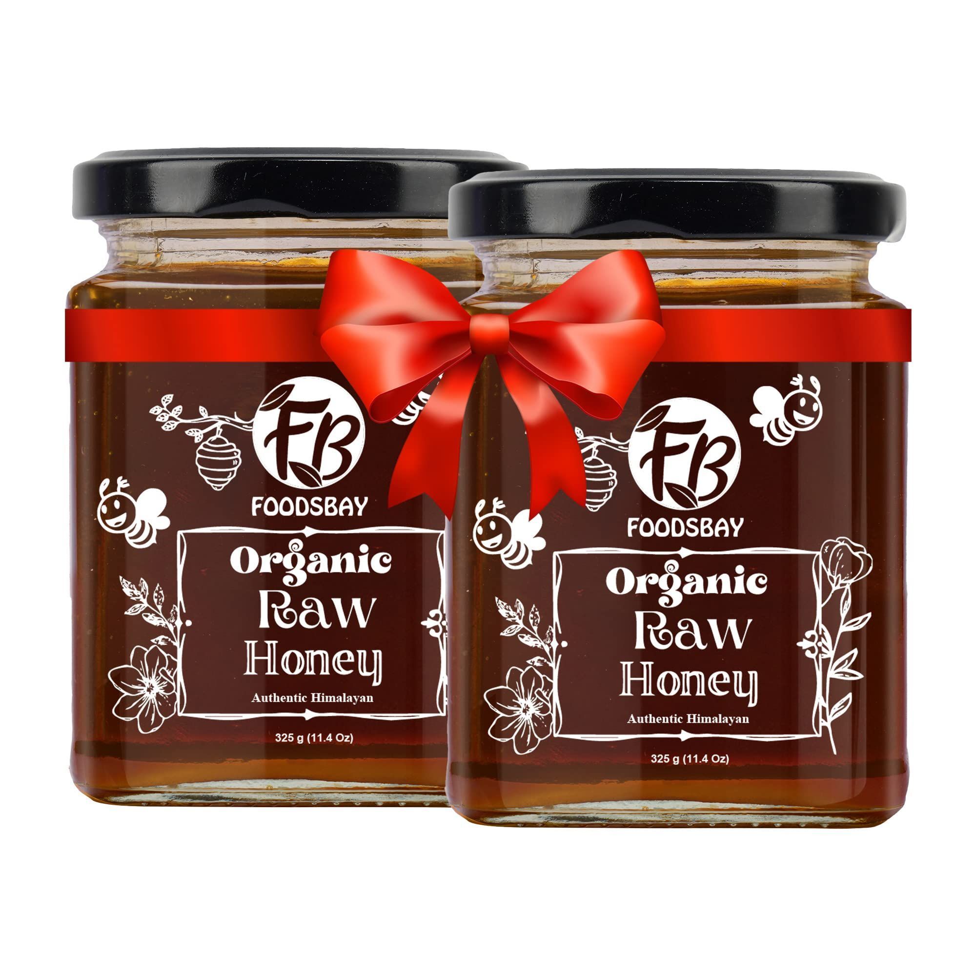 Foodsbay Organic Organic Raw Honey. 100% Natural, Single Origin, Collected from Hives of Giant Himalayan Bees. No Artificial Flavour, or Sugar. (Set of 2, 325x2)