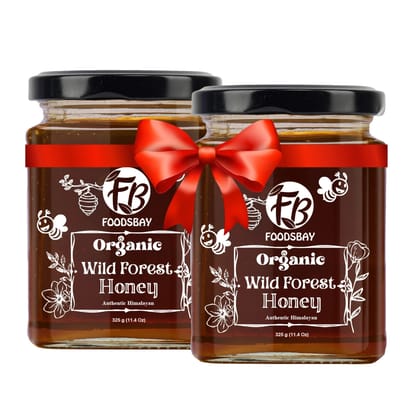 Foodsbay Wild Forest Honey. 100% Natural, Single Origin, Collected from Hives of Giant Himalayan Bees. No Artificial Flavour, or Sugar. (Pack of 2, 325 X 2)