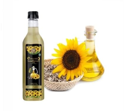 Organic Nation Cold Pressed Sunflower Oil - 500ml| Kolhu/Chekku | Natural | Chemical-FreeSunflower Oil for Cooking -500ml