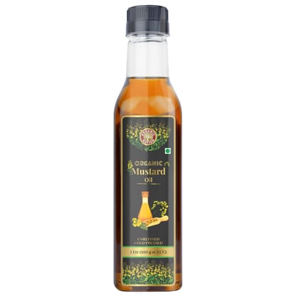 Organic Nation Mustard Oil | Kachi Ghani Cold Pressed Virgin Mustard Oil | 100% Natural, Pure & Wood Pressed for Cooking, Skin Care, Joint Pain Remedy, and a Healthy Heart | 1 Lt Pack