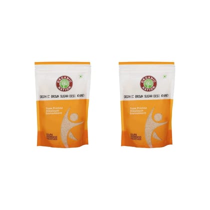 ORGANIC NATION Brown Sugar - Desi Khand (Raw Organic Sugar Pack of 2), 1 Kg, India and USDA Organic Certified