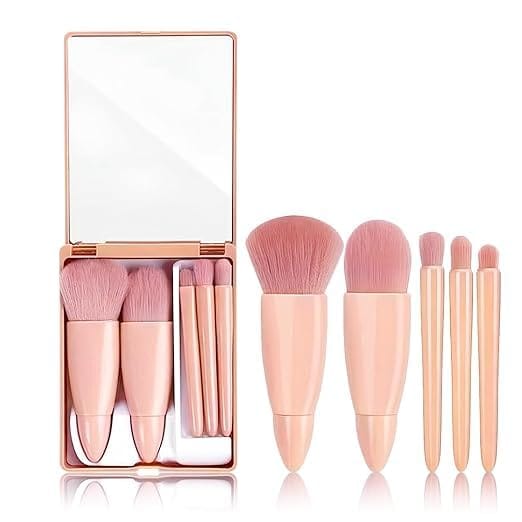  5 Piece Travel Makeup Brush Set with Case