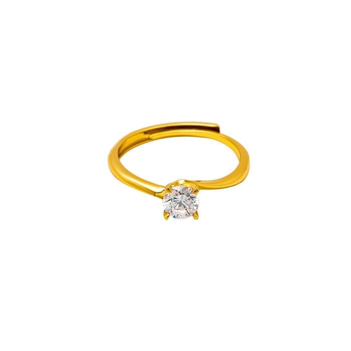 18k Gold Plated Silver Tiny Solitaire Ring