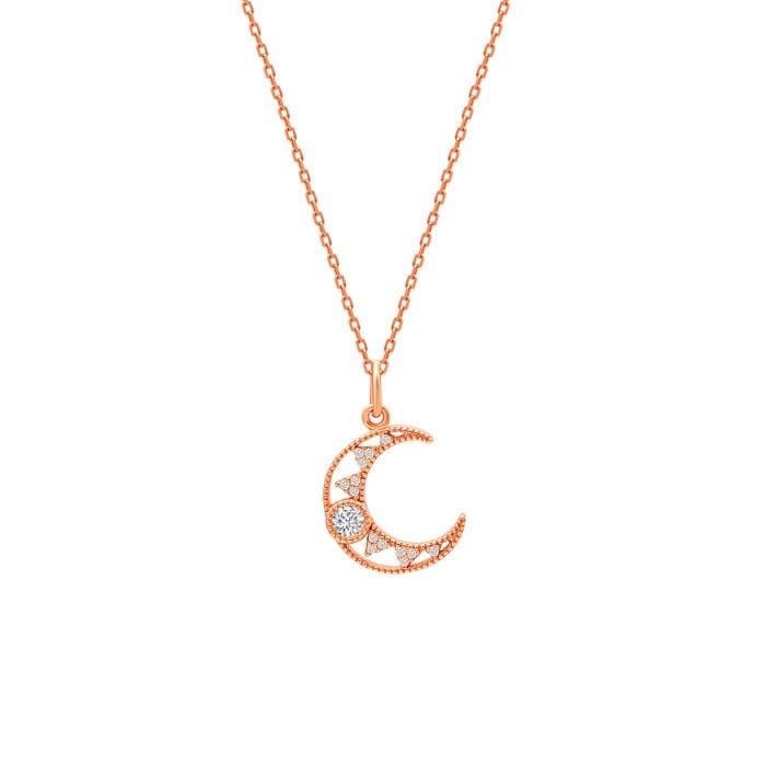 Rose Gold Cresent Pendant with Chain