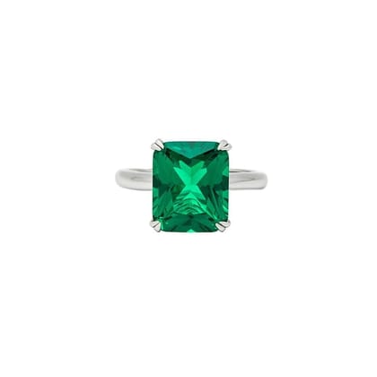 Silver Green Crystal Radiant Ring