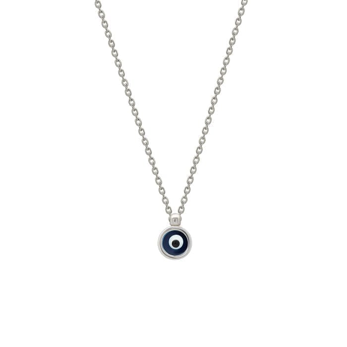 Silver Tiny Dark Evil Eye Pendant with Chain