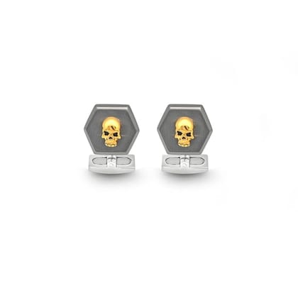 18k Gold Plated Silver Matt Skull Limited Edition Cufflinks