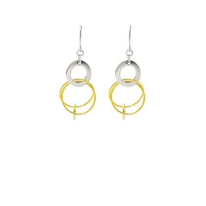 18k Gold Plated Two Tone Silver Eclipes Earrings