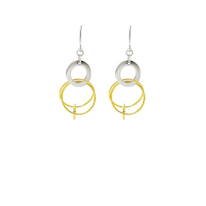 18k Gold Plated Two Tone Silver Eclipes Earrings