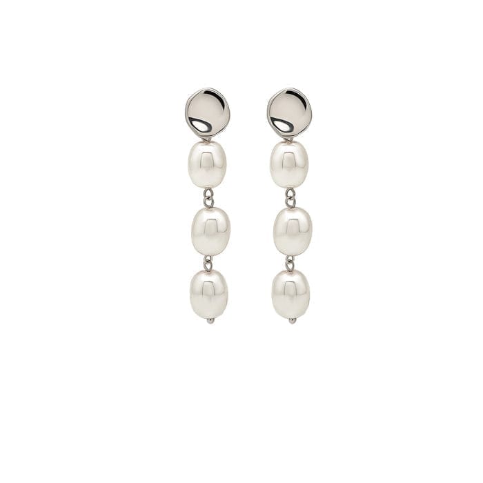 Silver Pearl Drape Earrings