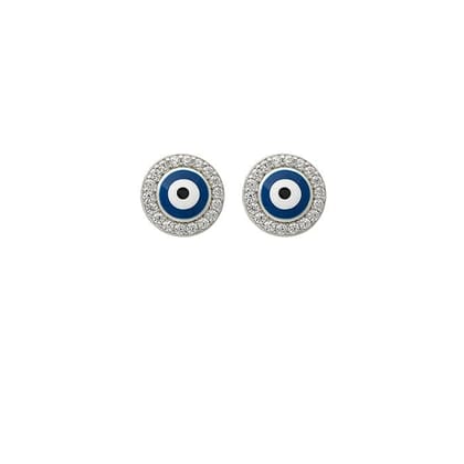 Silver Blue Evil Eye Stud