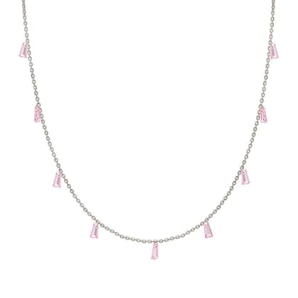 Silver Pink Radiant Necklace